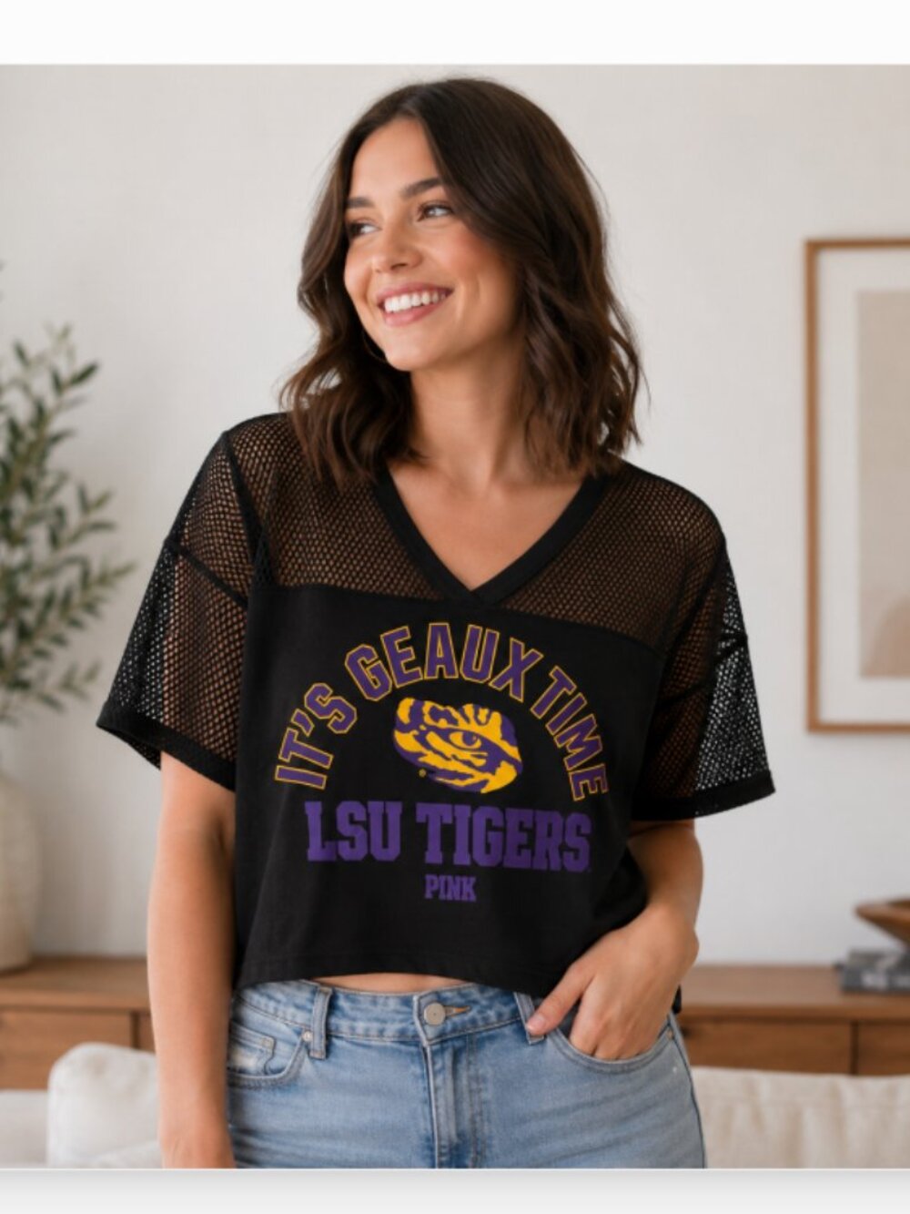 Victoria's Secret PINK football college jersey LSU Tigers sports athletic EUC